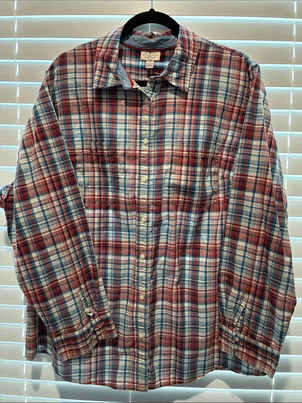 St. John's Bay Red & Blue Plaid Button-Down Shirt